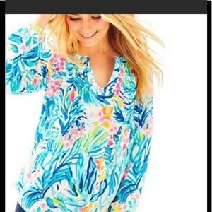 EUC - Lilly Pulitzer - Colby Top in Serene Blue Tippy Top - Size M